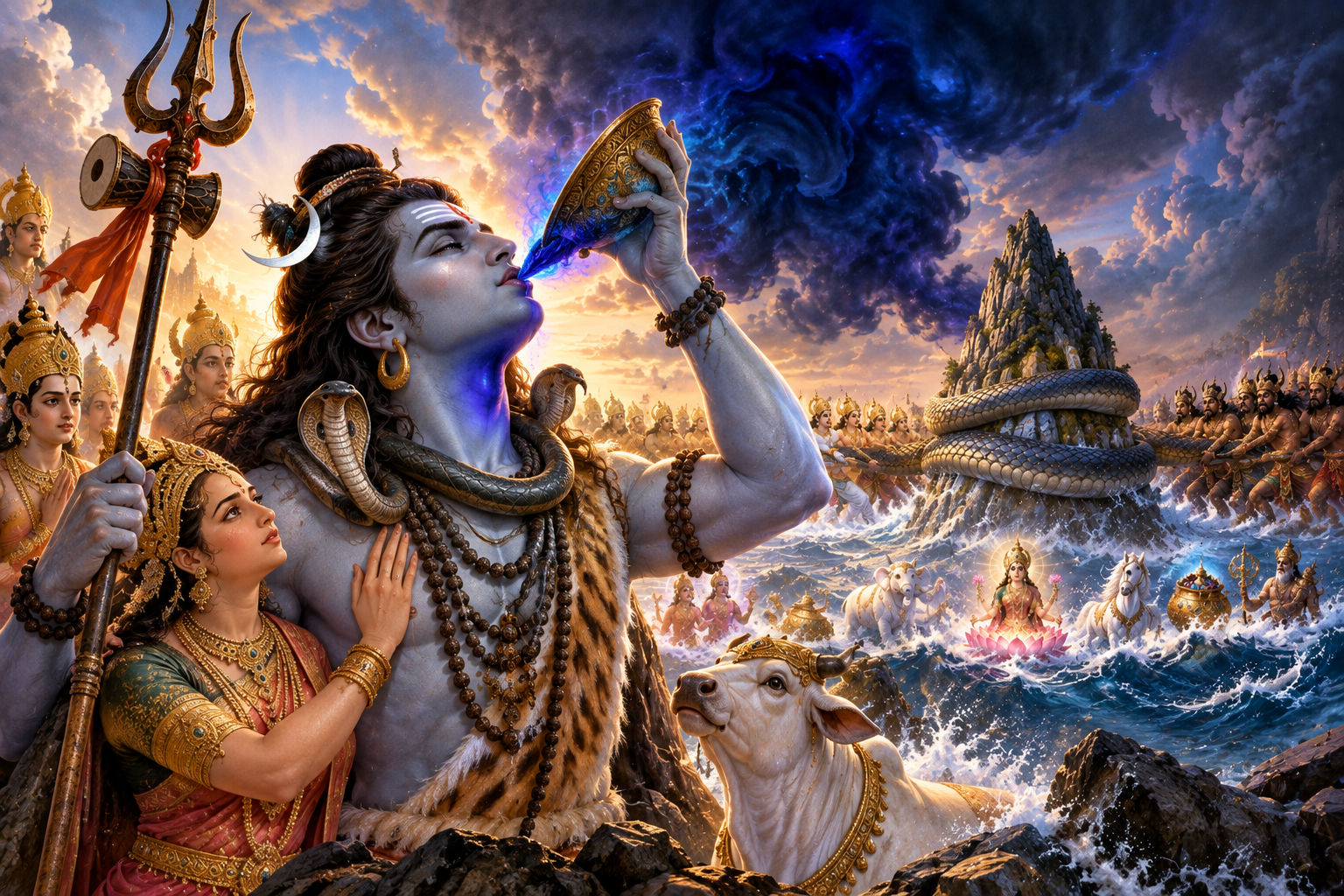 Lord Shiva and the Halahala poison from Samudra Manthan
